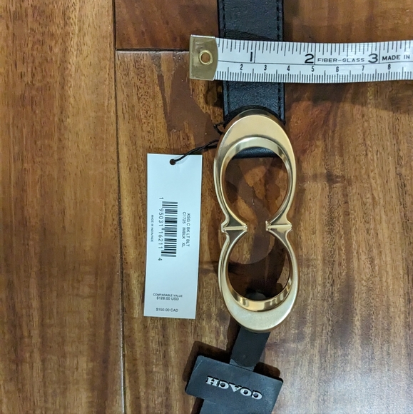 Coach Signature Double C 25 mm Refined Calf Leather Belt Size Large New in Box ❤ - Picture 5 of 5